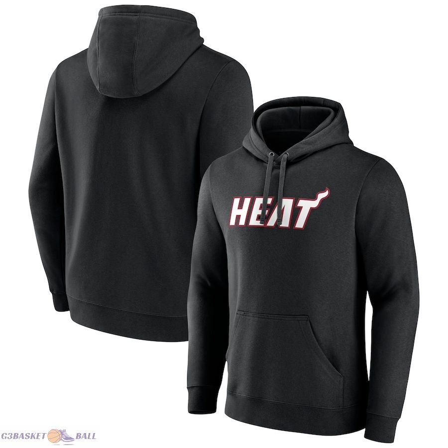 Men's Miami Heat Black Wordmark Team Logo Pullover Hoodie