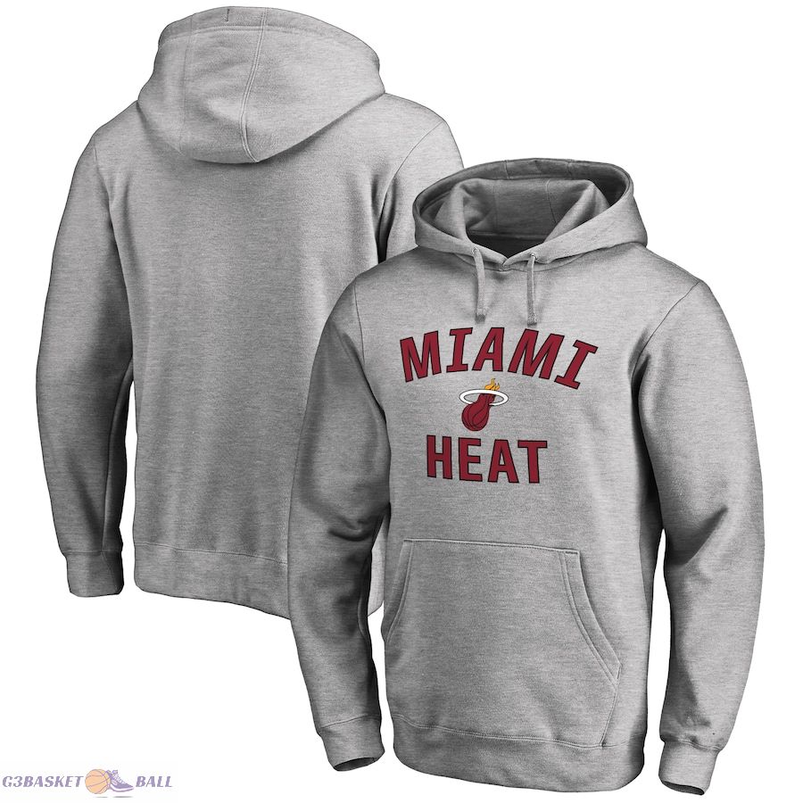 Men's Miami Heat Ash Victory Arch Pullover Hoodie