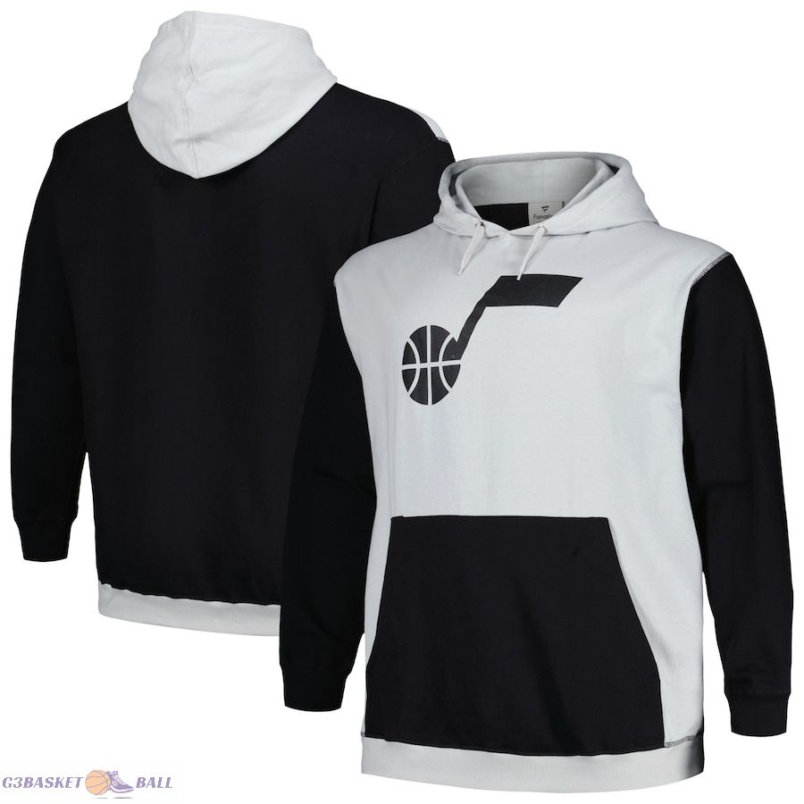 Men's Utah Jazz Fanatics Black/Silver Big & Tall Primary Arctic Pullover Hoodie