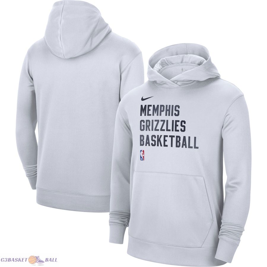 Unisex Memphis Grizzlies Nike White 2023/24 Performance Spotlight On-Court Practice Pullover Hoodie