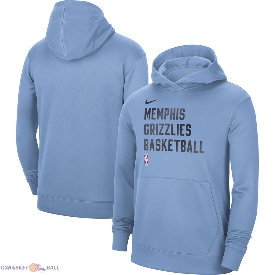 Unisex Memphis Grizzlies Nike Light Blue 2023/24 Performance Spotlight On-Court Practice Pullover Hoodie