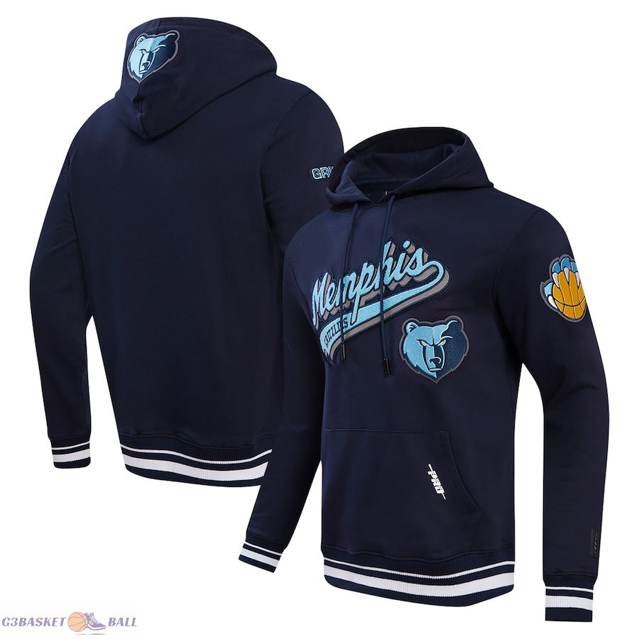 Men's Memphis Grizzlies Pro Standard Navy Script Tail Pullover Hoodie