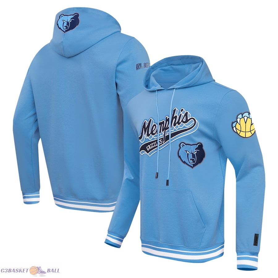 Men's Memphis Grizzlies Pro Standard Light Blue Script Tail Pullover Hoodie