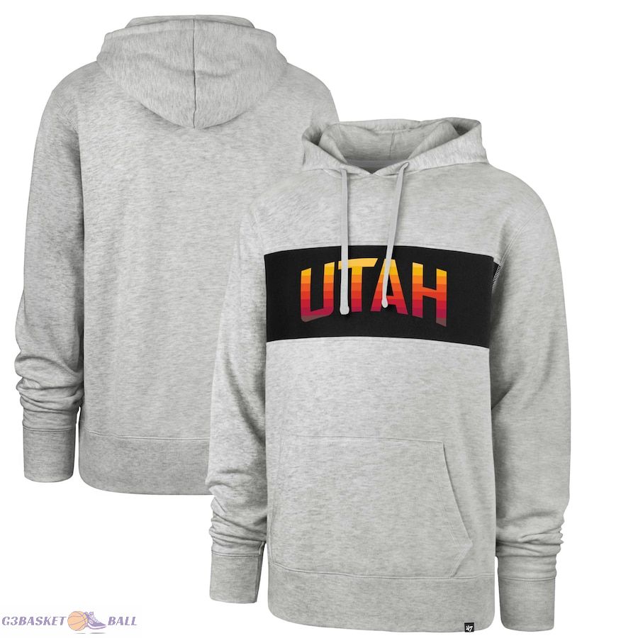 Men's Utah Jazz '47 Gray 2021/22 City Edition Wordmark Chest Pass Pullover Hoodie