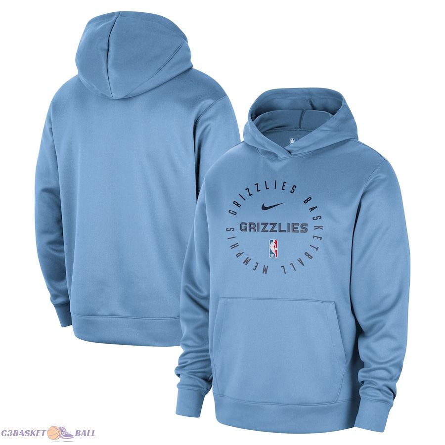 Men's Memphis Grizzlies Nike Light Blue 2024/25 Spotlight On-Court Practice Performance Pullover Hoodie