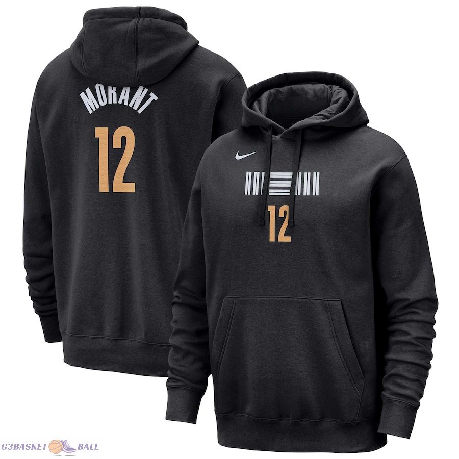 Men's Memphis Grizzlies Ja Morant Nike Black 2023/24 City Edition Name & Number Pullover Hoodie