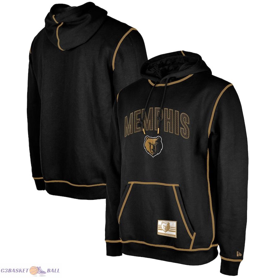 Men's Memphis Grizzlies New Era Black 2023/24 City Edition Satin Stitch Elite Pack Pullover Hoodie