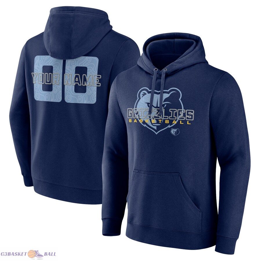 Men's Memphis Grizzlies Navy Stellar Personalized Name & Number Pullover Hoodie