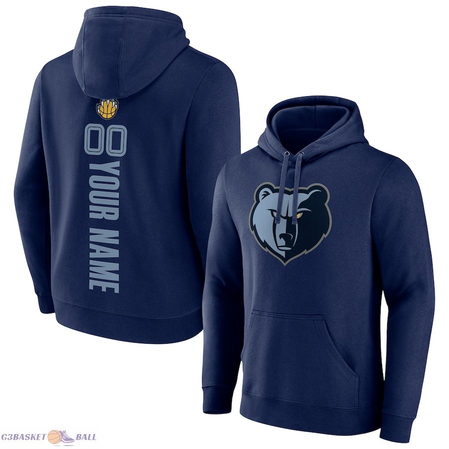 Men's Memphis Grizzlies Navy Playmaker Personalized Name & Number Pullover Hoodie