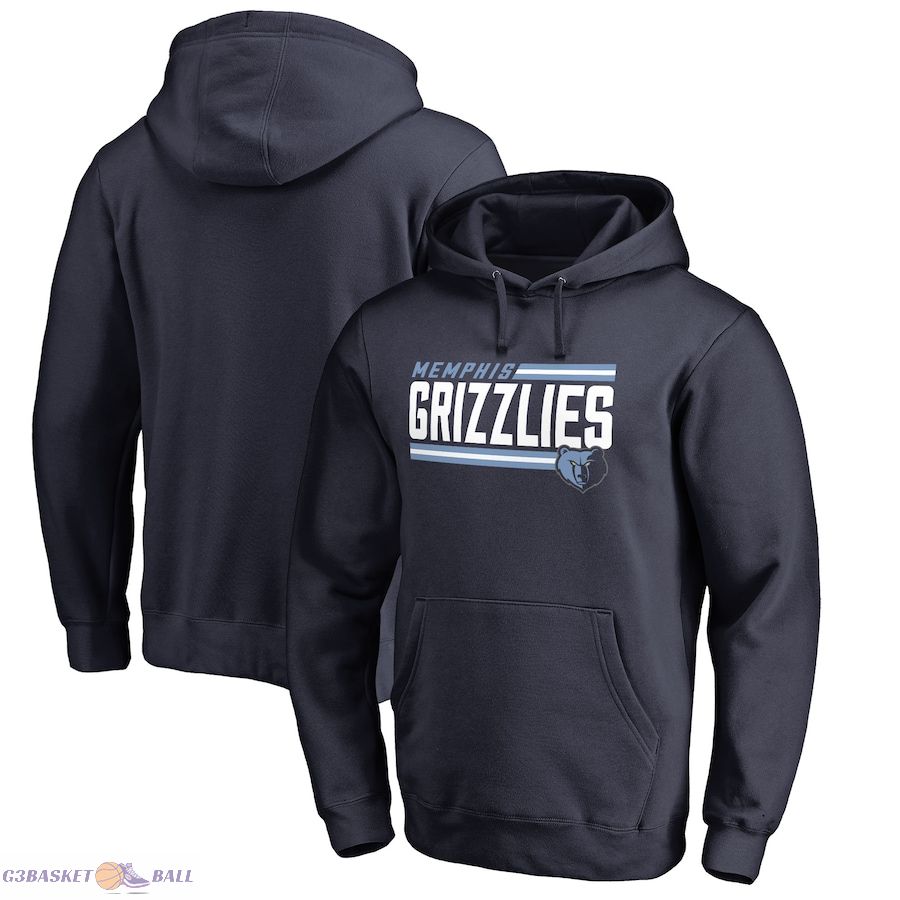 Men's Memphis Grizzlies Navy Onside Stripe Pullover Hoodie