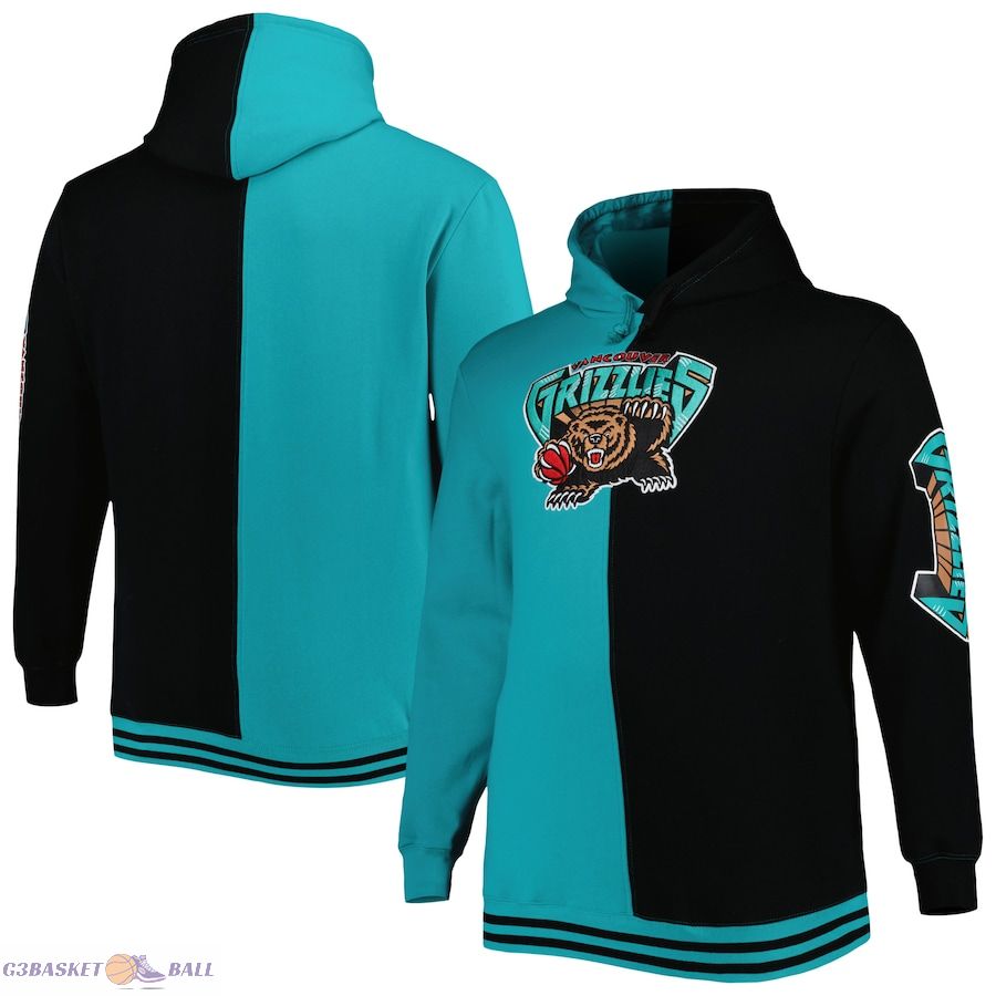 Men's Memphis Grizzlies Mitchell & Ness Teal/Black Big & Tall Hardwood Classics Split Pullover Hoodie