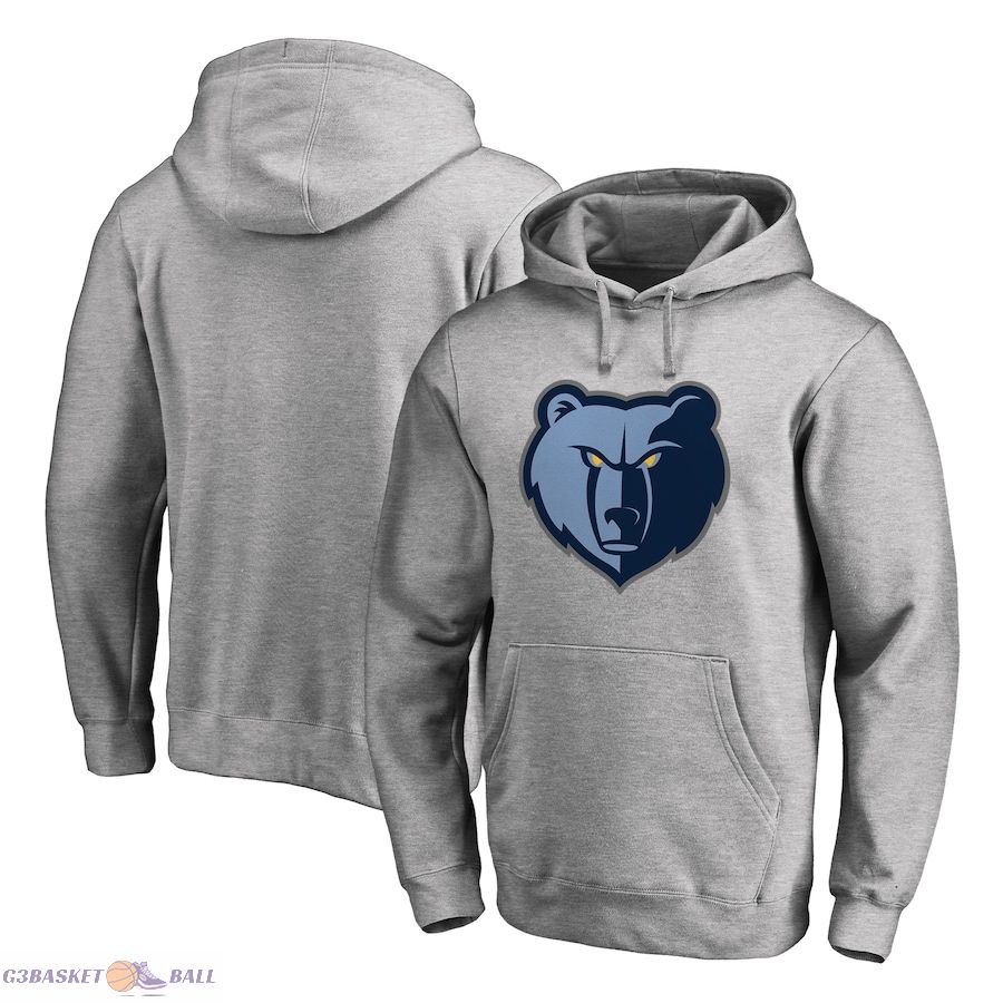 Men's Memphis Grizzlies Heathered Gray Primary Logo II Pullover Hoodie