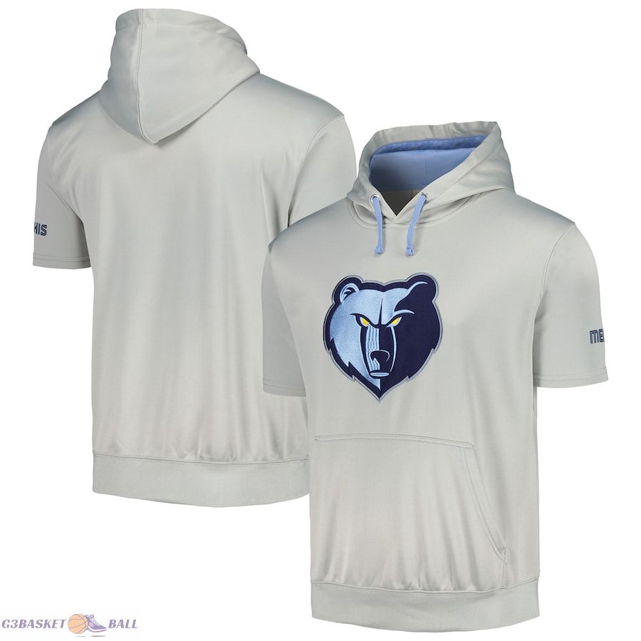 Men's Memphis Grizzlies Fanatics Silver/Light Blue Short Sleeve Pullover Hoodie