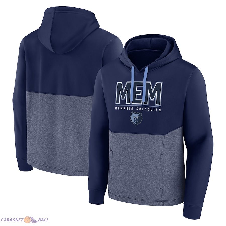 Men's Memphis Grizzlies Fanatics Navy Successful Tri-Blend Pullover Hoodie