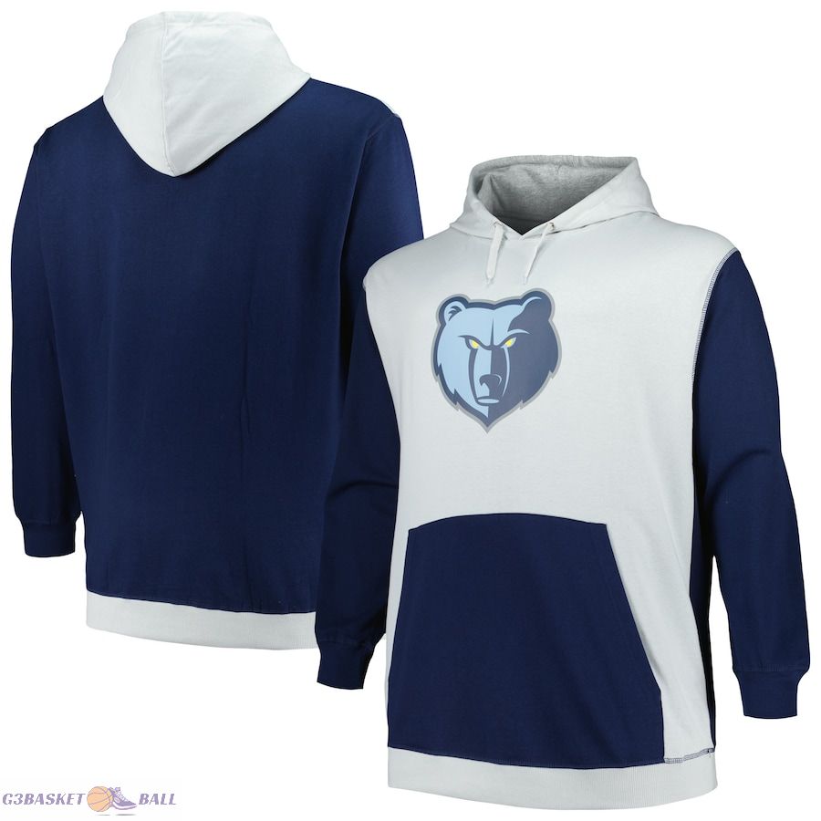 Men's Memphis Grizzlies Fanatics Navy/Silver Big & Tall Primary Arctic Pullover Hoodie