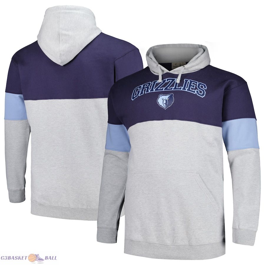 Men's Memphis Grizzlies Fanatics Navy/Light Blue Big & Tall Pullover Hoodie