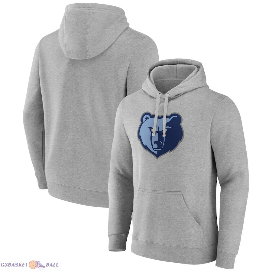 Men's Memphis Grizzlies Fanatics Heather Gray Primary Logo Pullover Hoodie