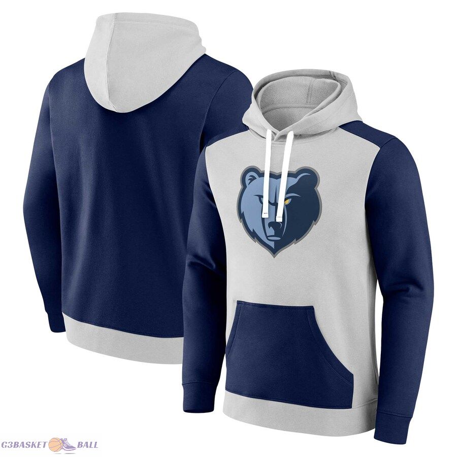 Men's Memphis Grizzlies Fanatics Gray/Navy Arctic Colorblock Pullover Hoodie