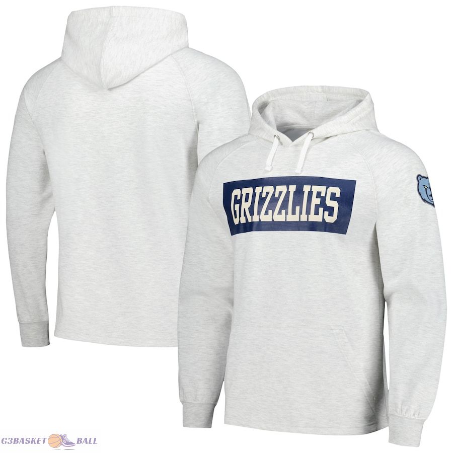 Men's Memphis Grizzlies Fanatics Ash Softhand Raglan Tri-Blend Pullover Hoodie