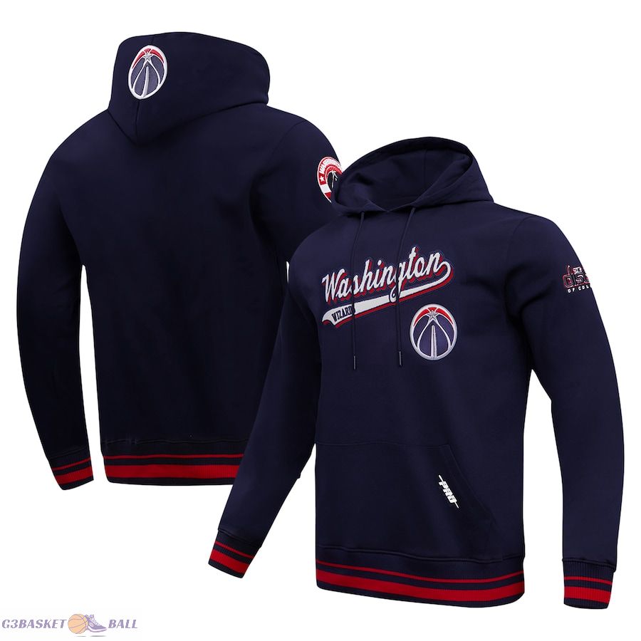 Men's Washington Wizards Pro Standard Navy Script Tail Pullover Hoodie