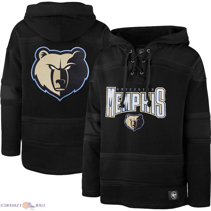 Men's Memphis Grizzlies '47 Black 2022/23 Pregame MVP Lacer Pullover Hoodie - City Edition