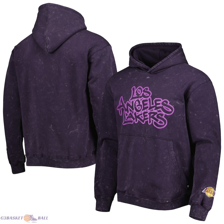 Unisex Los Angeles Lakers The Wild Collective Purple Tonal Acid Wash Pullover Hoodie