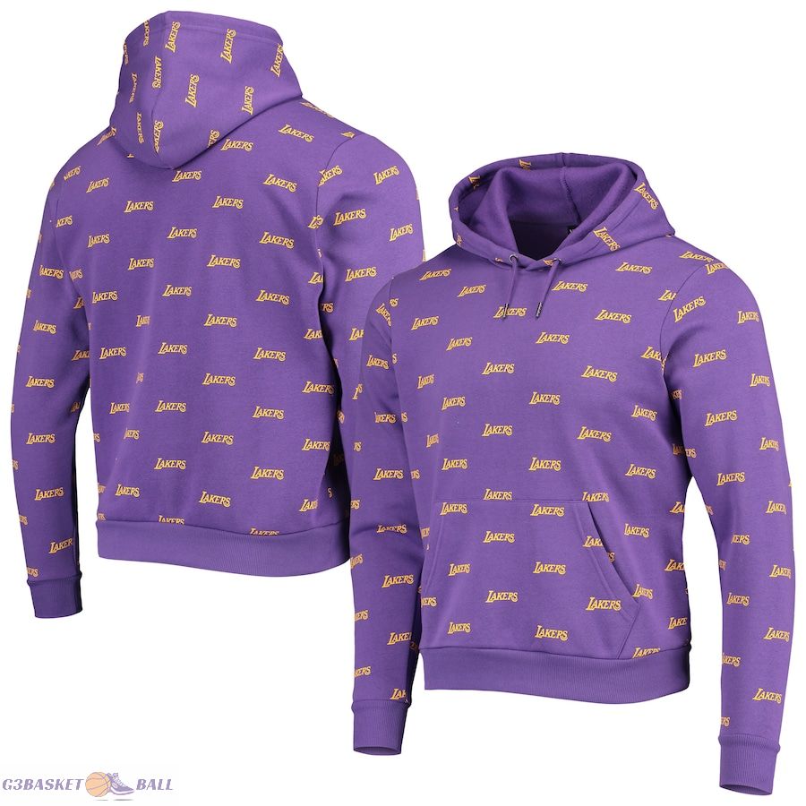 Unisex Los Angeles Lakers The Wild Collective Purple Allover Logo Pullover Hoodie