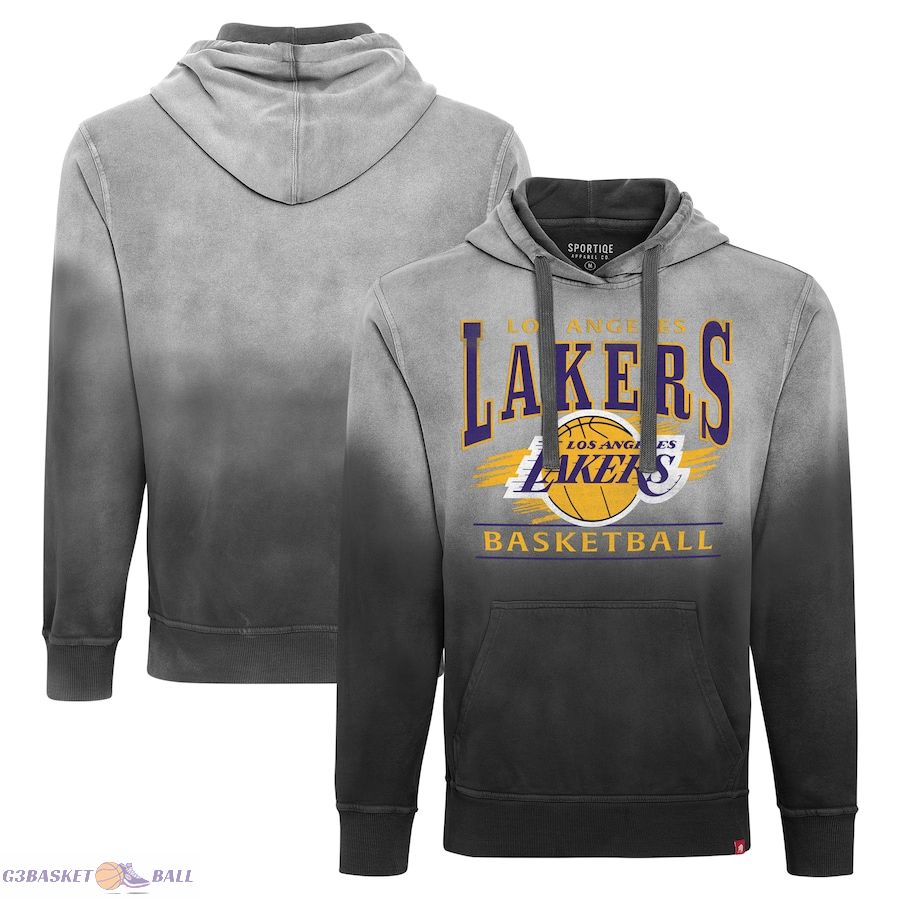 Unisex Los Angeles Lakers Sportiqe Black Blake Sun-Fade Pullover Hoodie