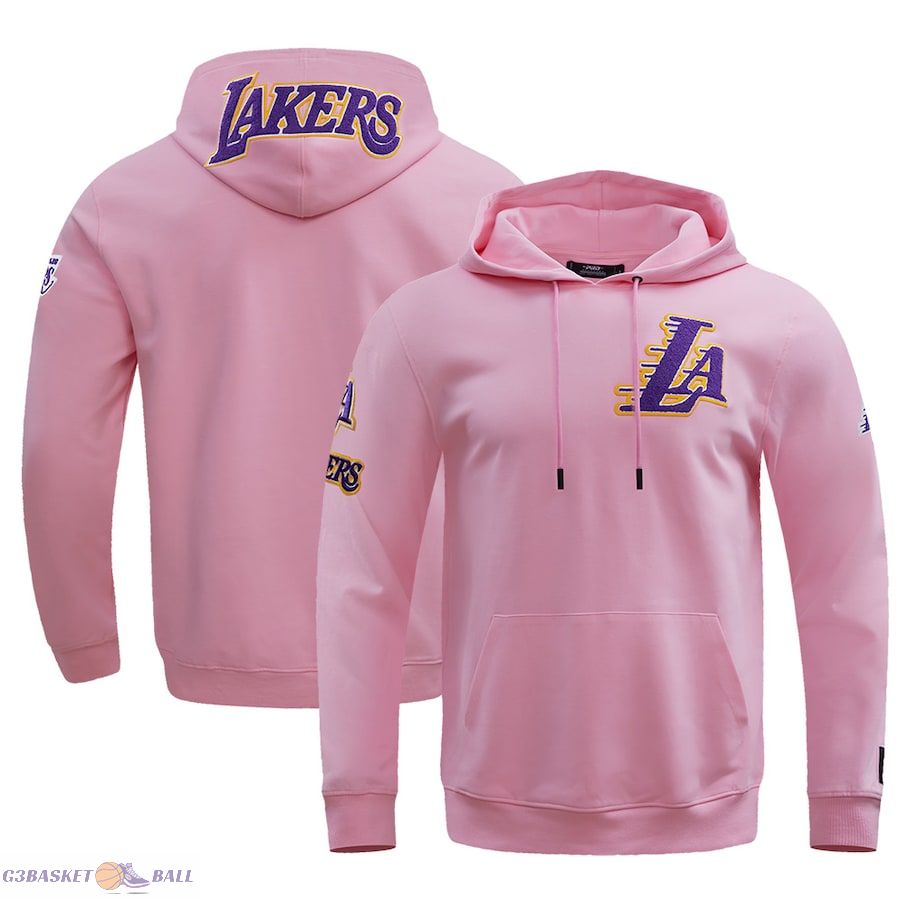 Men's Los Angeles Lakers Pro Standard Pink Classic Chenille DK Pullover Hoodie