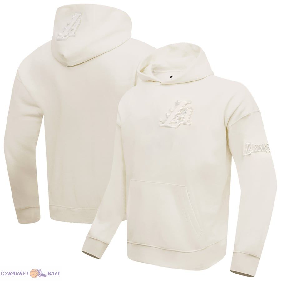 Men's Los Angeles Lakers Pro Standard Cream Neutral Dropped Shoulder Fleece Pullover Hoodie