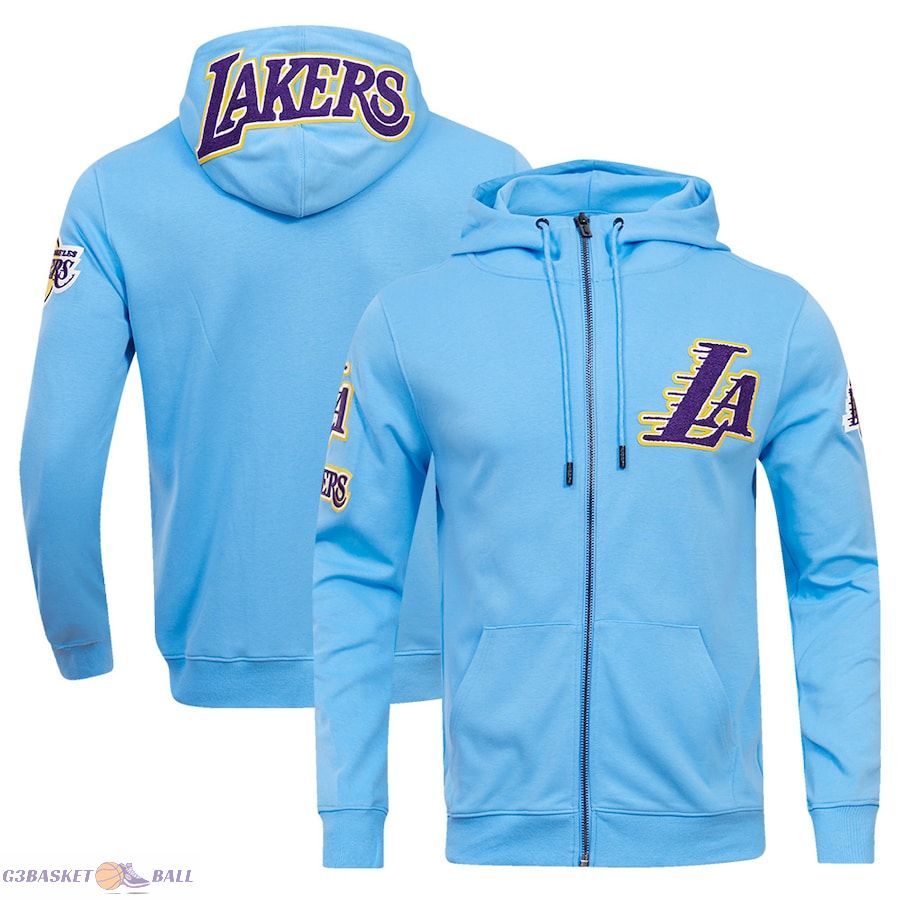 Men's Los Angeles Lakers Pro Standard Blue Classic Chenille Double Knit Full-Zip Pullover Hoodie