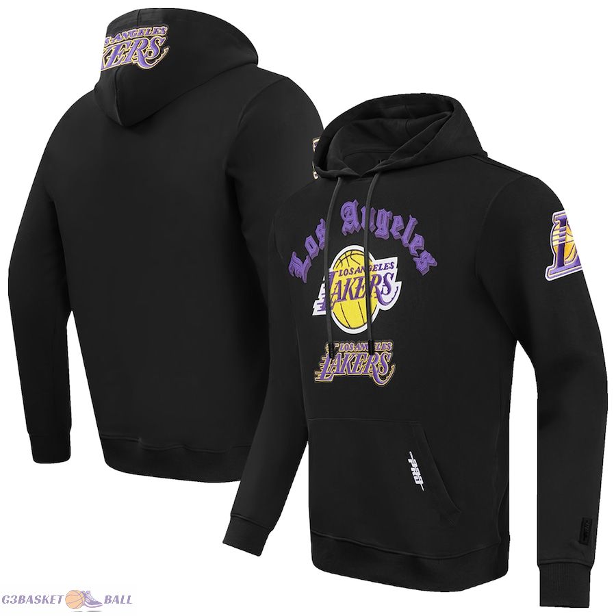 Men's Los Angeles Lakers Pro Standard Black Old English Fleece Pullover Hoodie