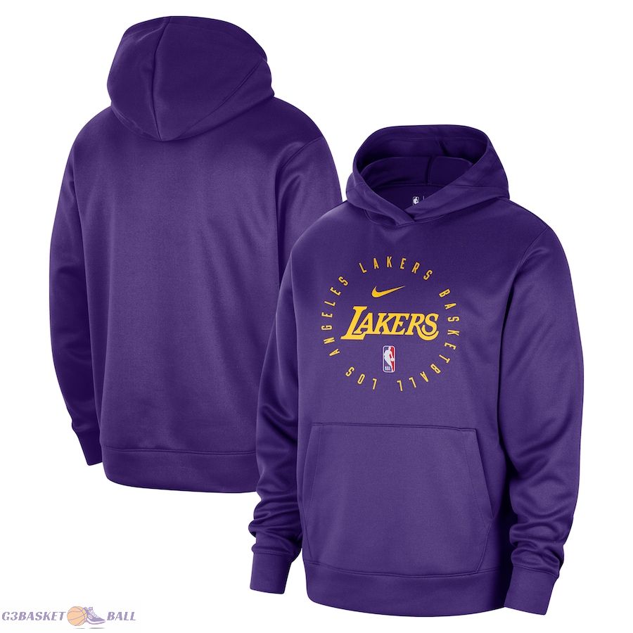 Men's Los Angeles Lakers Nike Purple 2024/25 Spotlight On-Court Practice Performance Pullover Hoodie