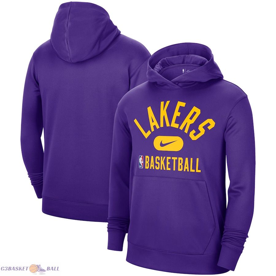 Men's Los Angeles Lakers Nike Purple 2021-2022 Spotlight On Court Performance Practice Pullover Hoodie