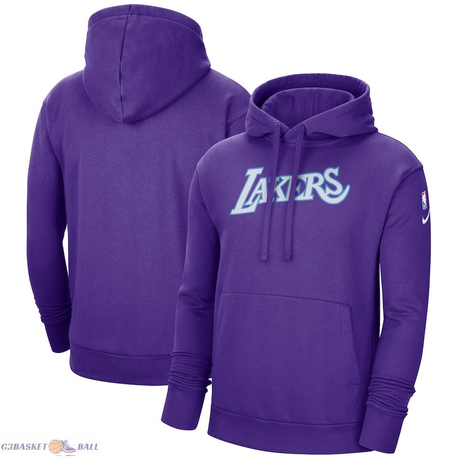 Men's Los Angeles Lakers Nike Purple 2021/22 City Edition Essential Logo Pullover Hoodie