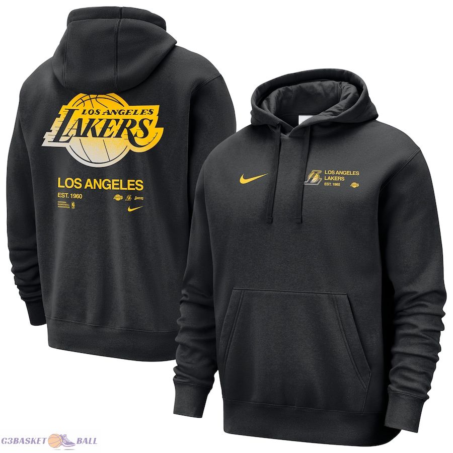 Men's Los Angeles Lakers Nike Black Courtside Club Pullover Hoodie