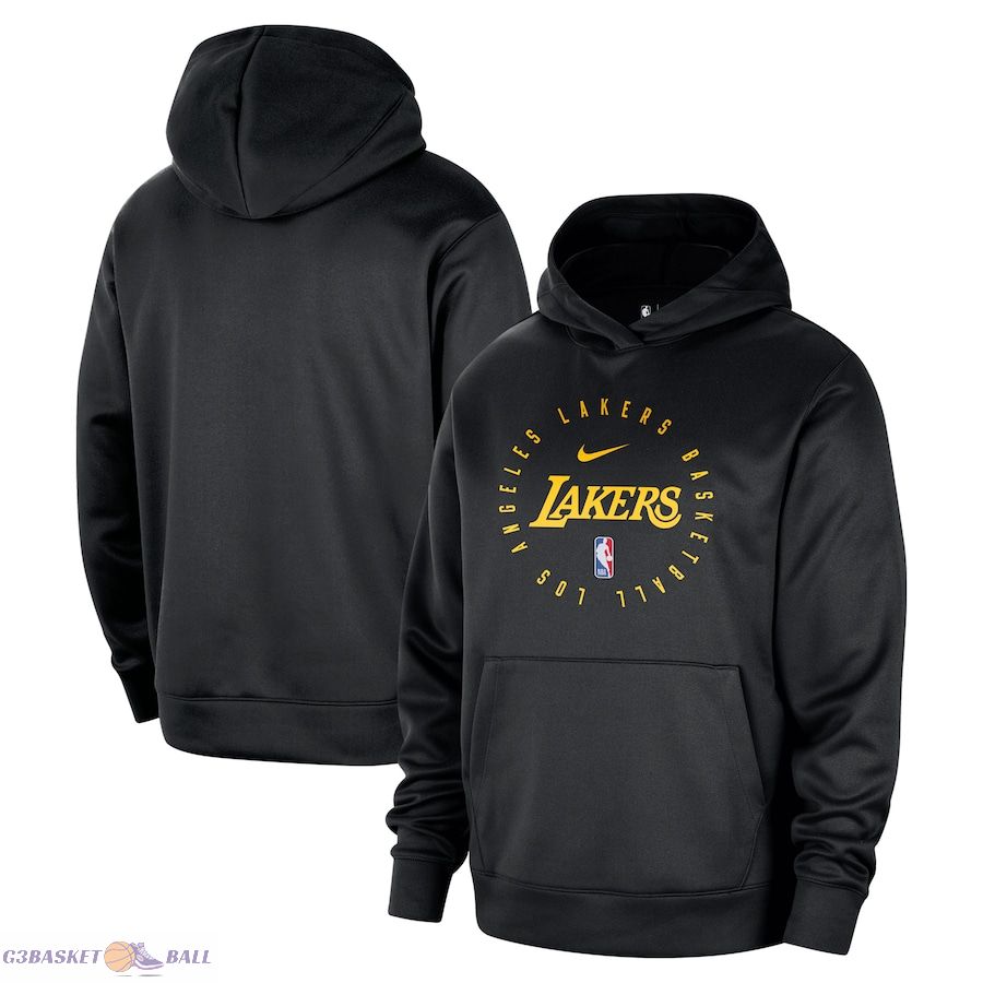 Men's Los Angeles Lakers Nike Black 2024/25 Spotlight On-Court Practice Performance Pullover Hoodie