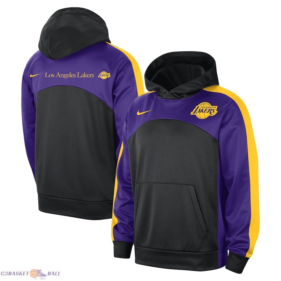 Men's Los Angeles Lakers Nike Black/Purple Authentic Starting Five Force Performance Pullover Hoodie