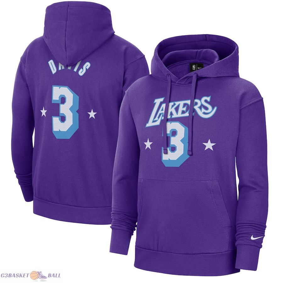 Men's Los Angeles Lakers Anthony Davis Nike Purple 2021/22 City Edition Name & Number Pullover Hoodie