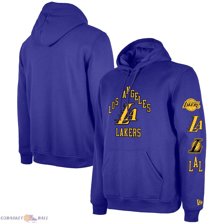 Men's Los Angeles Lakers New Era Purple Big & Tall 2023/24 City Edition Jersey Pullover Hoodie