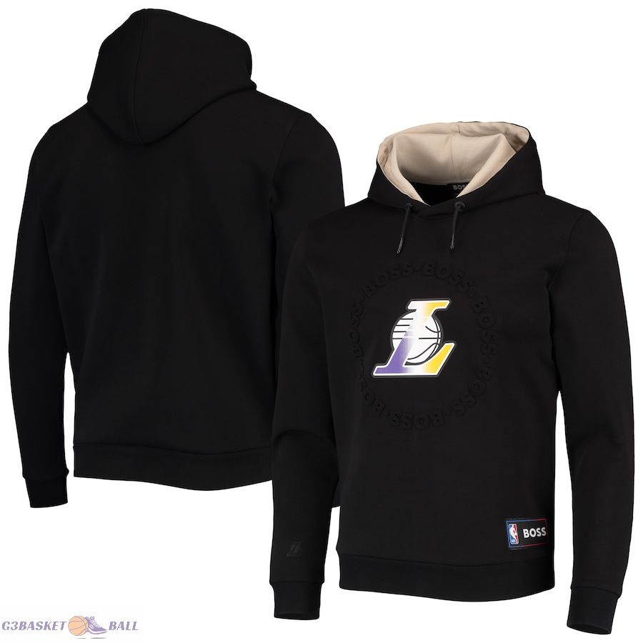 Men's Los Angeles Lakers NBA x Hugo Boss Black Bounce Logo Tri-Blend Pullover Hoodie