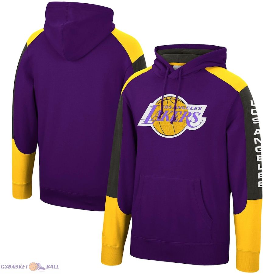 Men's Los Angeles Lakers Mitchell & Ness Purple Hardwood Classics Fusion Pullover Hoodie