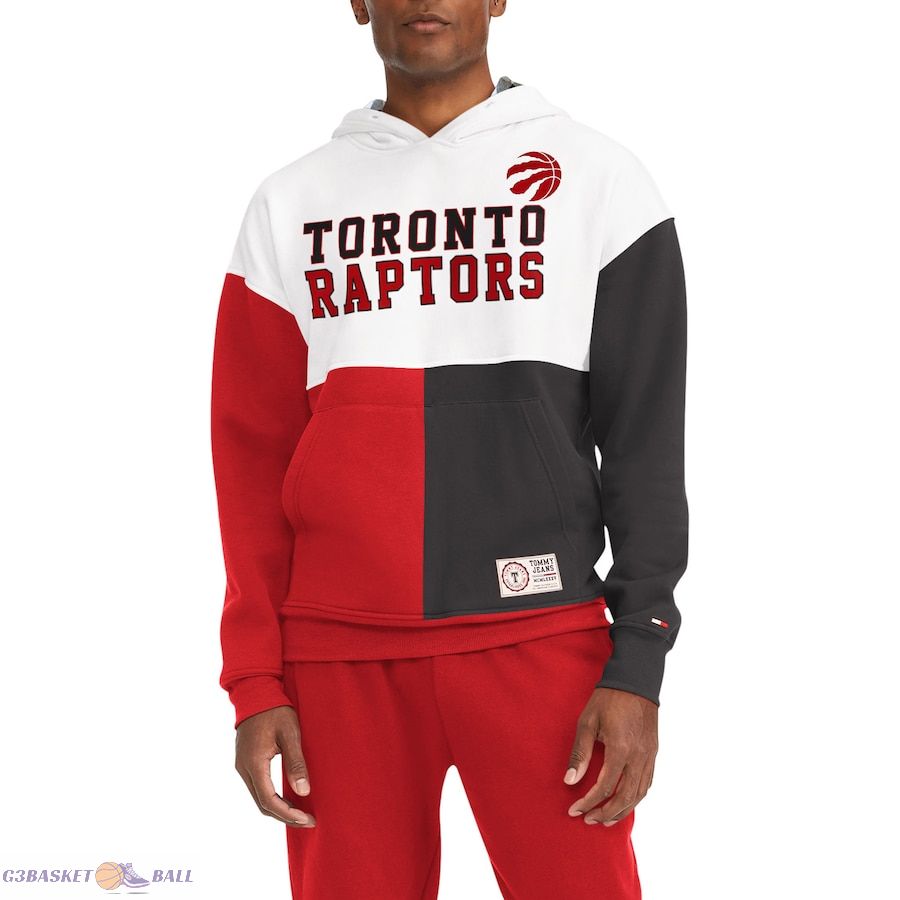 Men's Toronto Raptors Tommy Jeans White/Red Andrew Split Pullover Hoodie