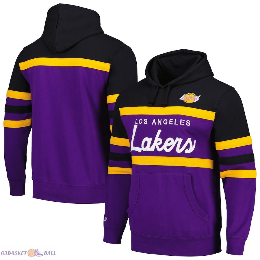 Men's Los Angeles Lakers Mitchell & Ness Purple/Black Head Coach Pullover Hoodie