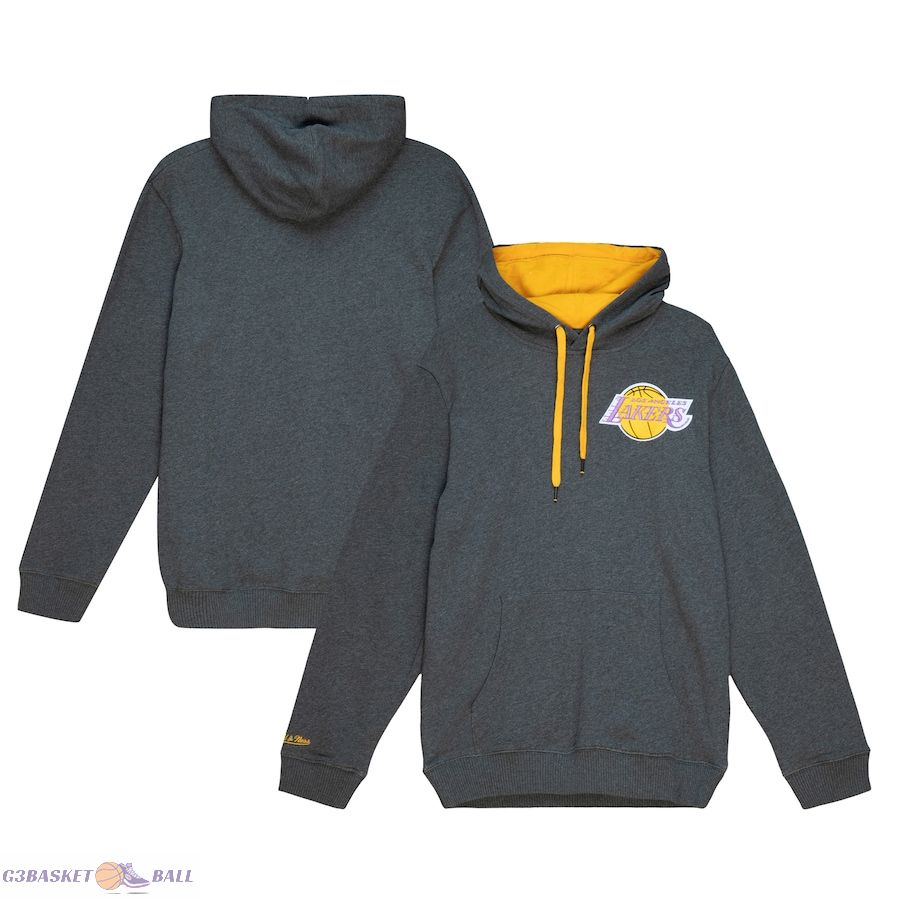 Men's Los Angeles Lakers Mitchell & Ness Heather Gray Hardwood Classics Classic French Terry Pullover Hoodie