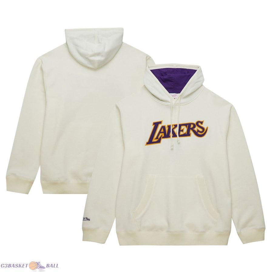 Men's Los Angeles Lakers Mitchell & Ness Cream Hardwood Classics Vintage Pullover Hoodie