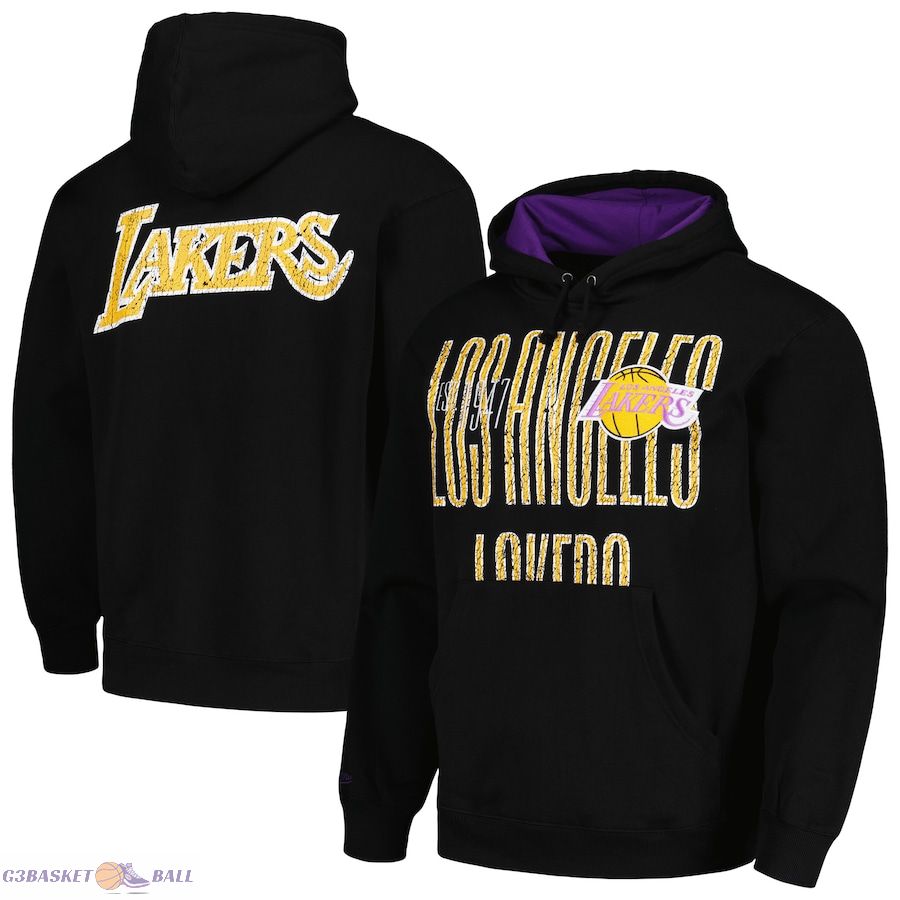 Men's Los Angeles Lakers Mitchell & Ness Black Hardwood Classics OG 2.0 Pullover Hoodie