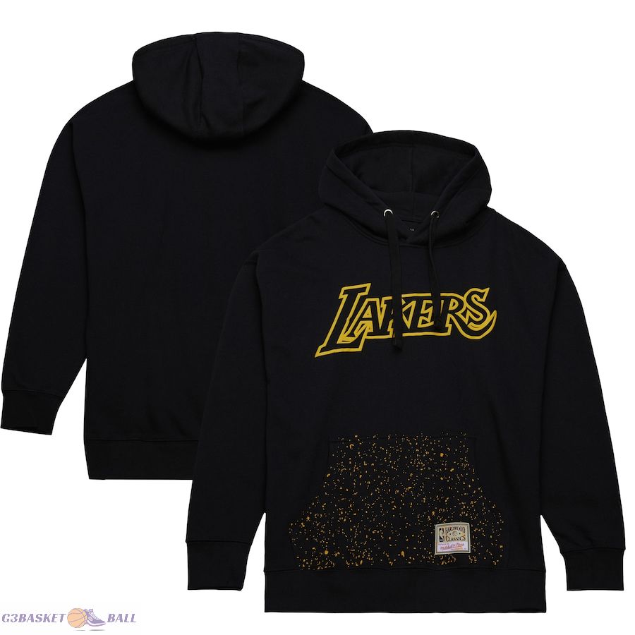 Men's Los Angeles Lakers Mitchell & Ness Black Hardwood Classics Nep Speckle Pullover Hoodie