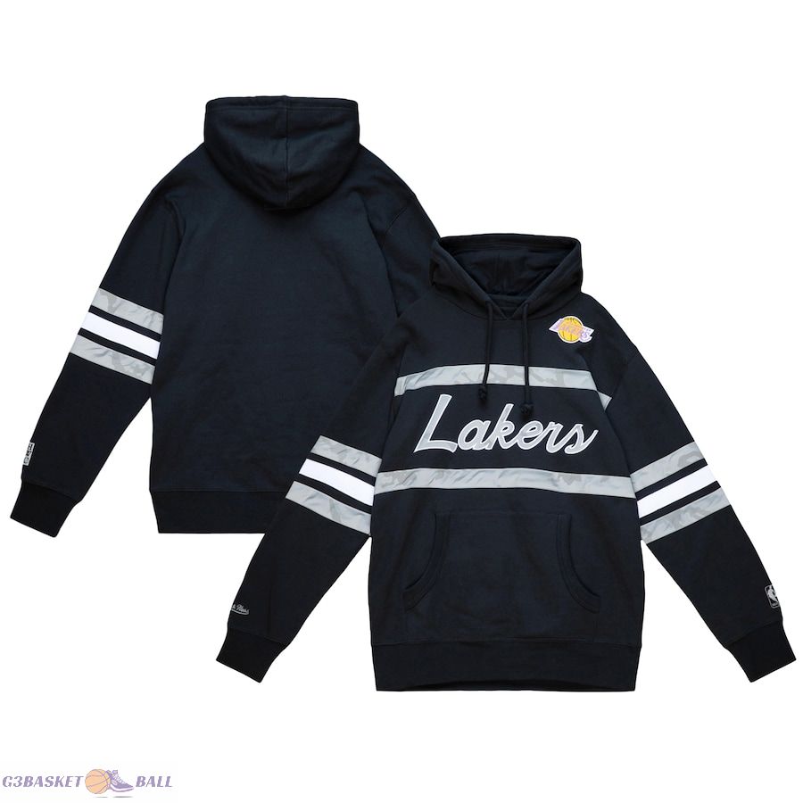 Men's Los Angeles Lakers Mitchell & Ness Black Hardwood Classics Camo Reflective Head Coach Pullover Hoodie