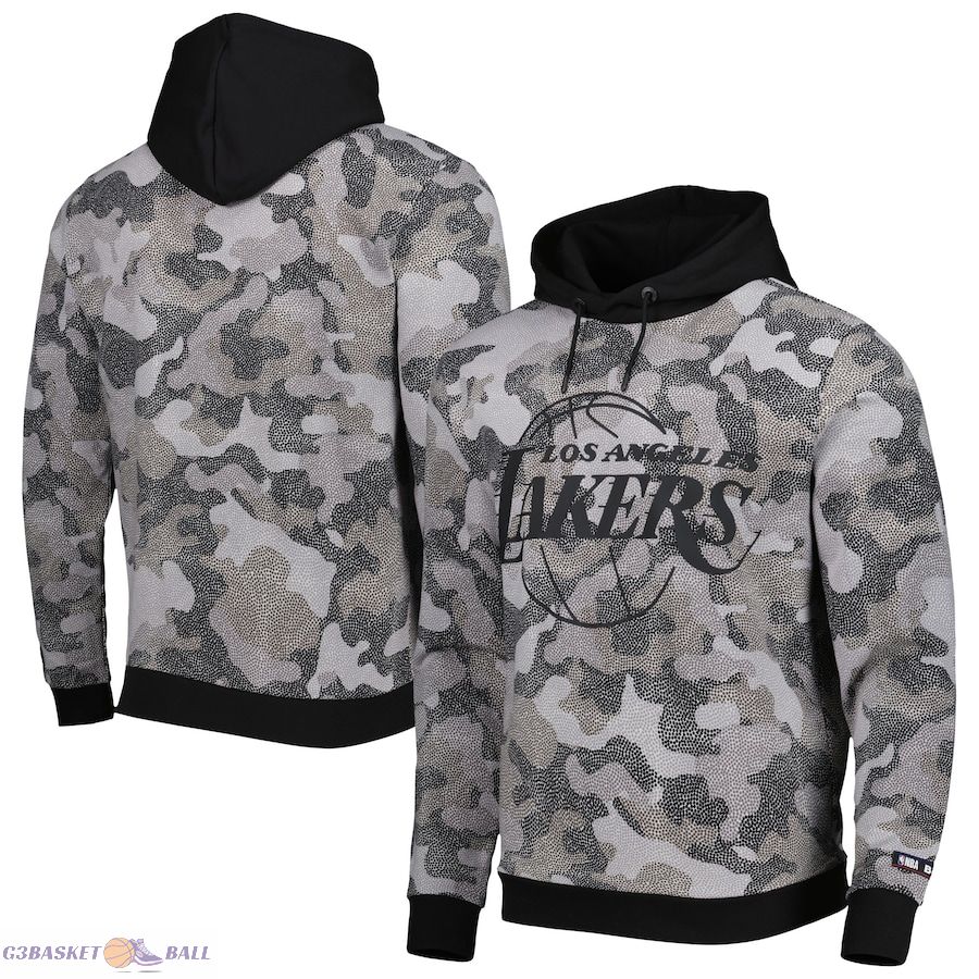 Men's Los Angeles Lakers Hugo Boss x NBA Black Camo Pullover Hoodie